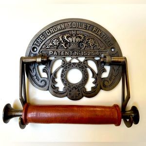 CROWN TOILET FIXTURE SOLID BRASS TOILET PAPER HOLDER - ANTIQUE BRASS